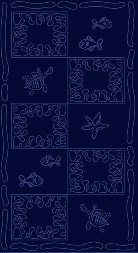 Serviette De Plage En Velours Taille Xxl 100x200cm Pur Coton Motifs Poissons Tortues Marine