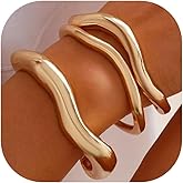 Gold Bangles for Women Chunky Gold Bracelets Cuff Bracelets Non Tarnish Stackable Adjustable Open Bracelets Irregular Bracele