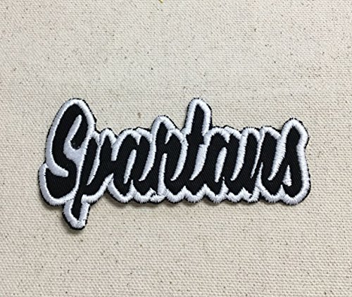Spartans - Black/White - Team Mascot - Words/Names - Iron on Applique/Embroidered Patch