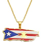 ViKiJi Puerto Rico Map Pendant Necklaces for Women Men - Jewelry Stainless Steel Puerto Rico Map Pendant Necklaces - Puerto Rican Gifts for Women
