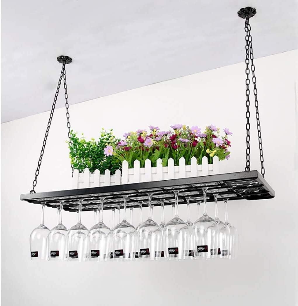Simple Style Iron Hanging Wine Glass Rack Ceiling Decoration Shelf for