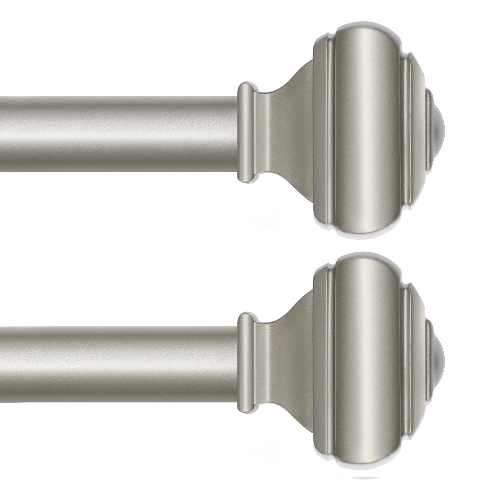 Photo 1 of 2 Pack Adjustable Curtain Rods for Windows, USFOOK 7/8 inch Antique Silver Curtain Poles 32 to 58 inch with Brackets, Splicing Decorative Drapery Rods with Square End