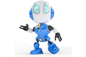 Stocking Stuffers,BROADREAM Robot Kids Toys, Mini Robot Talking Toys for Boys and Girls- Travel Toys Help Kids Talking for Christmas Stocking Stuffers, LED Lights and Interactive Voice Changer (Blue)