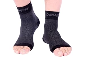 Doc Miller Foot Compression Sleeves for Plantar Fasciitis, Achilles Tendonitis, Heel & Arch Pain Relief, Best Nano Socks for Neuropathy Relief, for Men & Women, Stabilizing Toeless Design