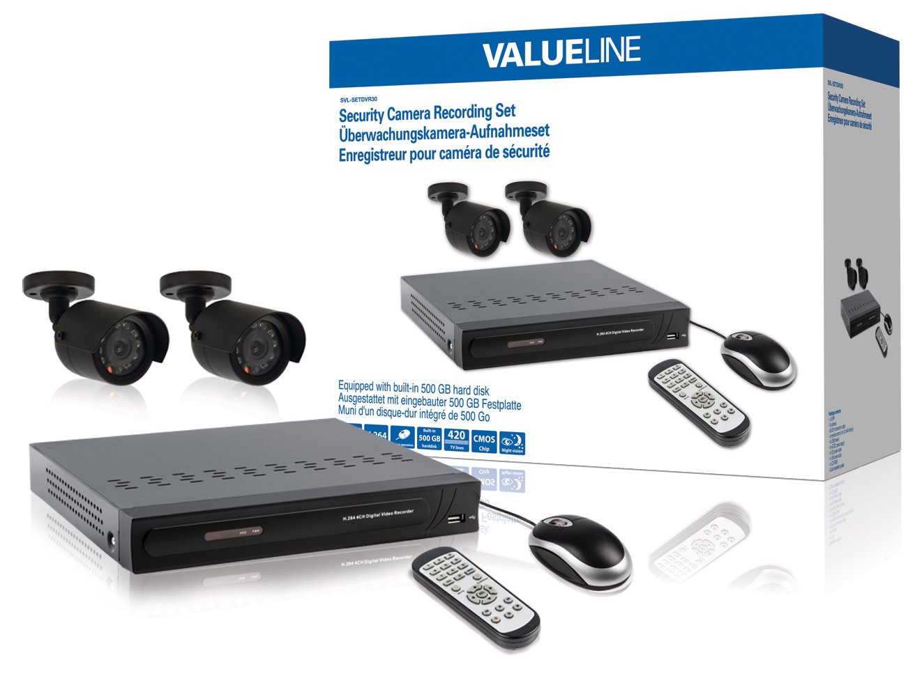 Valueline SVL-SETDVR30 Security Camera Recording Set Equipped with Built-in 500GB Hard Disk