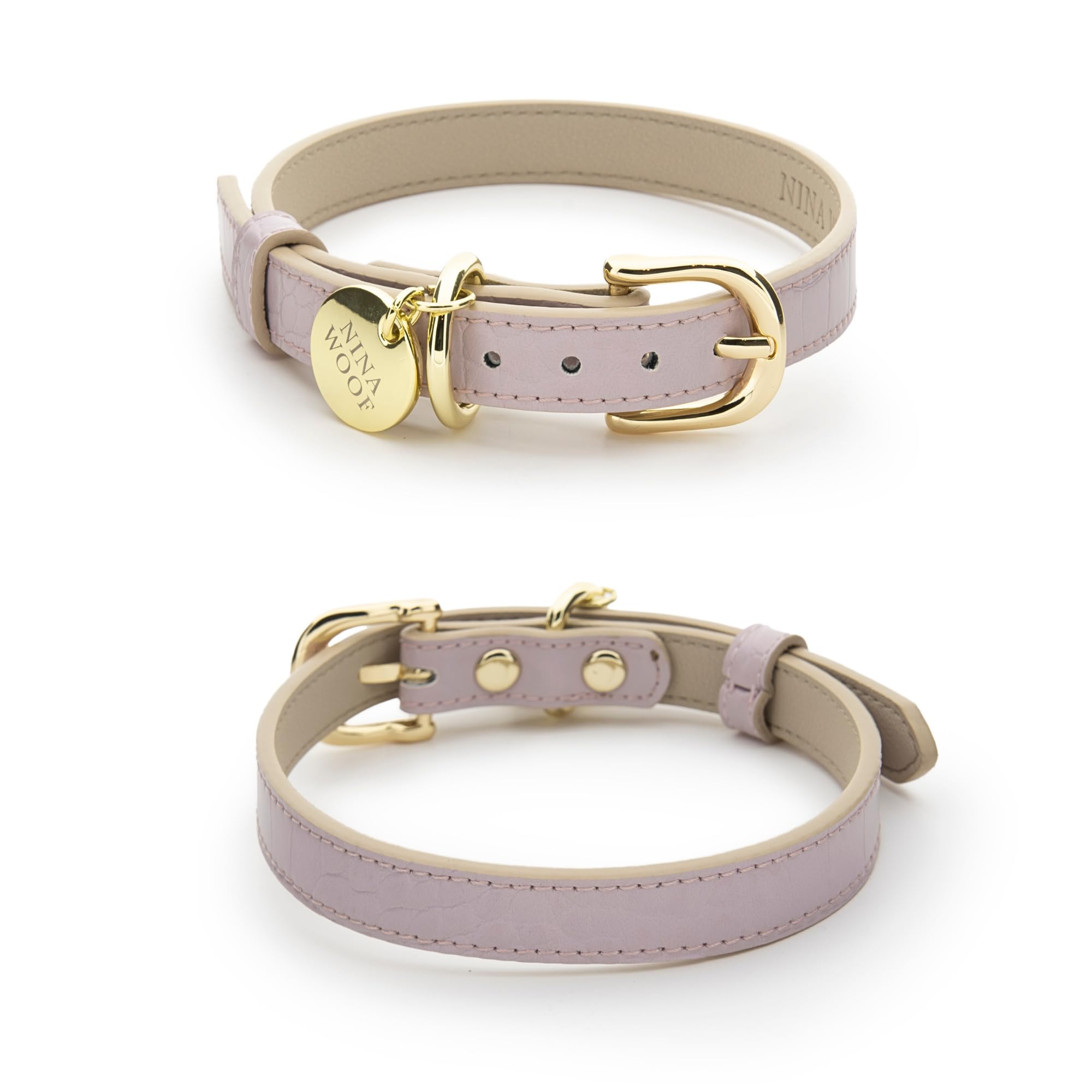 Nina Woof Milan Vegan Leather Dog Collar, Padded Collar with Buckle Adjustable for Small Large Dogs, Lilac, M — image 1