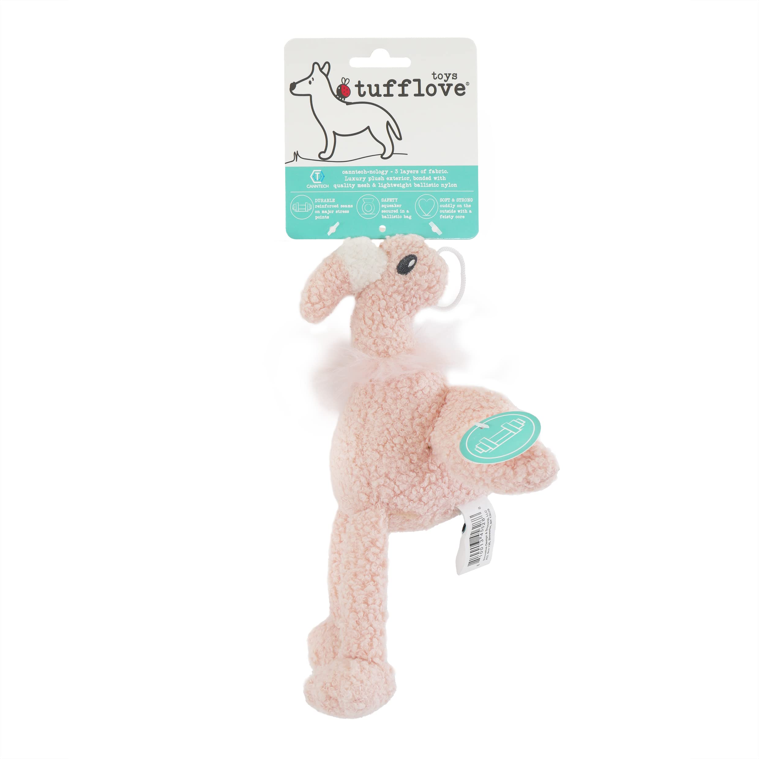 Tufflove Luxury Plush Flamingo Toy for Dogs, Medium, Tough Dog Toy, For Medium to Large Dogs and Puppies, Pink