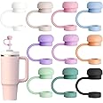 GLAMFIELDS 10Pcs Straw Topper Cap for Stanley Tumbler 40-20 oz, 0.4in 10mm Soft Silicone Covers for Stanley Cup Accessories, Dust-proof and Leak-proof Reusable Drinking Tips Lids