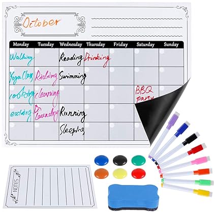 Lictin Calendario magnético de borrado en seco, borrado en seco ...