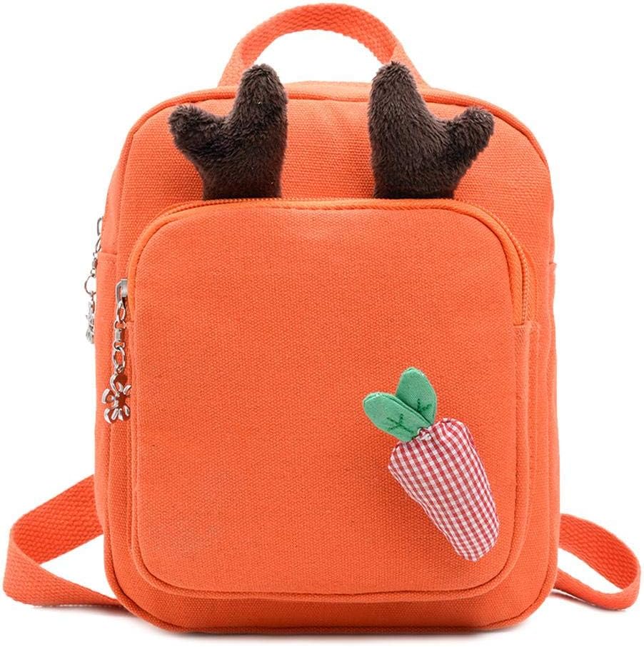 AFfeco Cute Carrot Ear Decor Backpacks Kids School Bags Canvas Knapsack