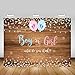 Mocsicka Boy or Girl Gender Reveal Backdrop Pink or Blue Gender Reveal Party Decorations 82x60 inch Wood Floor Photography Background Banner