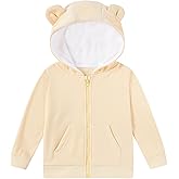 Vieille Baby Toddler Fleece Hooded Jacket Boys Girls Cute Bear Ear Zip Up Outerwear 1-5 Years