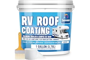 SENVEN RV Roof Sealant RV Roof Coating RV Roof Sealant White 1 Gallon Waterproof Solar Reflective & Leak Repair for Trailers Campers Motorhomes