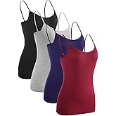 Rosyline 4 Piece Women Camisole Basic Undershirt Adjustable Spaghetti Strap Tank Top