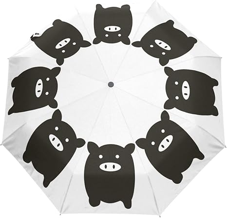 Amazon Gorira ゴリラ ブラック ぶた かわいい豚 折り畳み傘 ワンタッチ自動開閉 8本骨 抗紫外線 耐強風 直径96cm 晴雨兼用 軽量 収納ポーチ付き Gorira ゴリラ 傘 レインウェア 通販