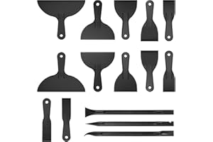LEWRWET 15 Pack Plastic Putty Knife, Putty Knife Scraper for Spackling, Scraper Tool Set in 6 Sizes, Flexible Knives for Taping Drywall Wall Painting