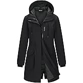 33,000ft Women's Waterproof Insulated Coats with Hood Long Rain Jackets Thicken Warm Winter Coats Windproof Jacket for Travel