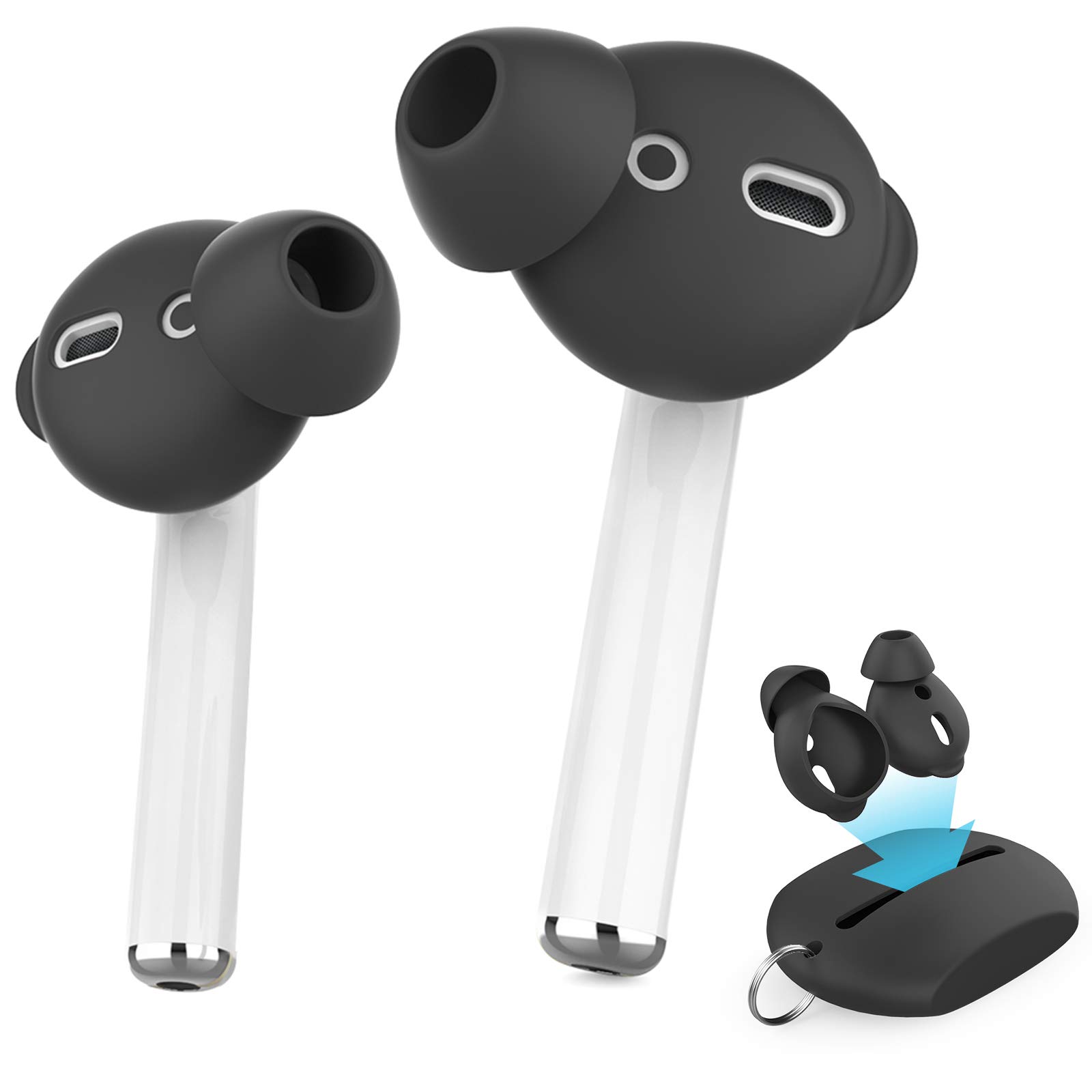Photo 1 of AhaStyle 3 Pairs AirPods Ear Tips Silicone Earbuds Cover [Not Fit in The Charging Case] Compatible with Apple AirPods (3 Pairs Small, Black)