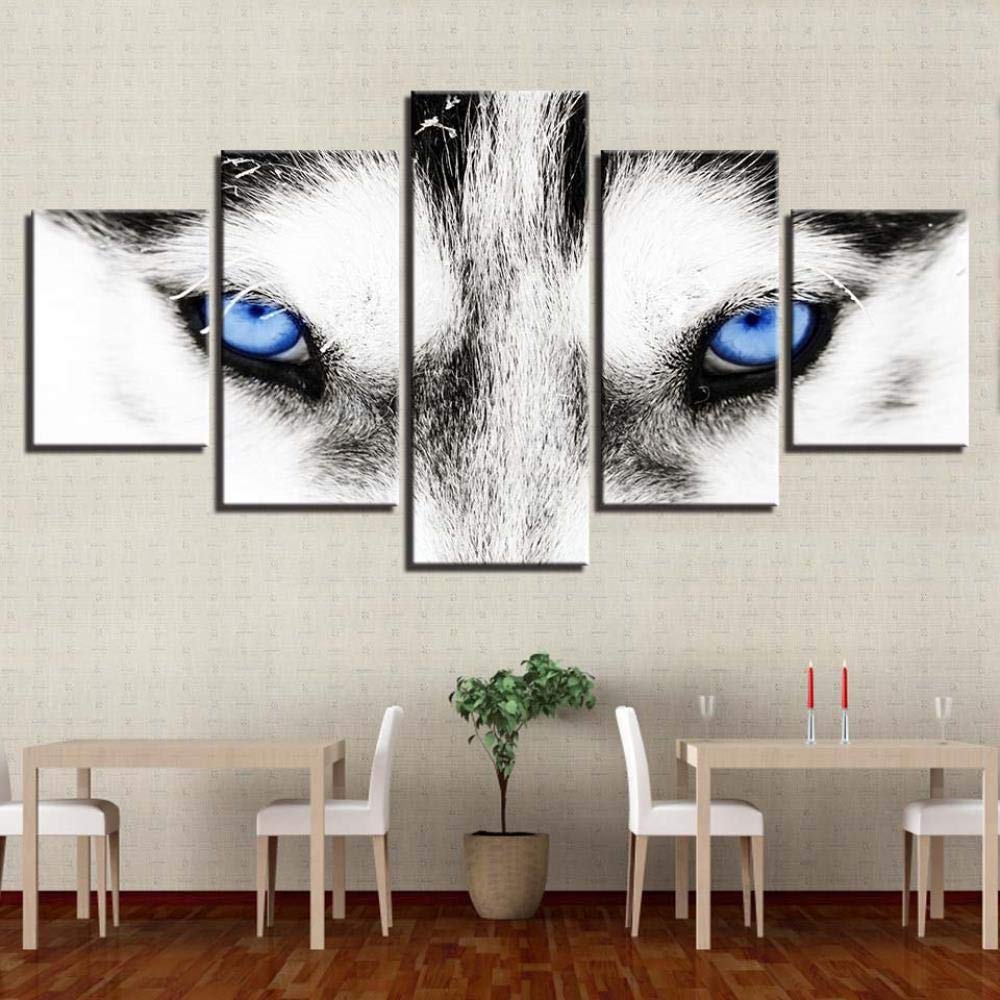 Zhwlhx Hd Imprimer Toile Peinture Decoration De La Maison Salon 5 Oeil Husky Art Mural Modulaire Image Oeuvre Creative Poster 0x100cm Cuisine Maison Peintures Tokoria Id