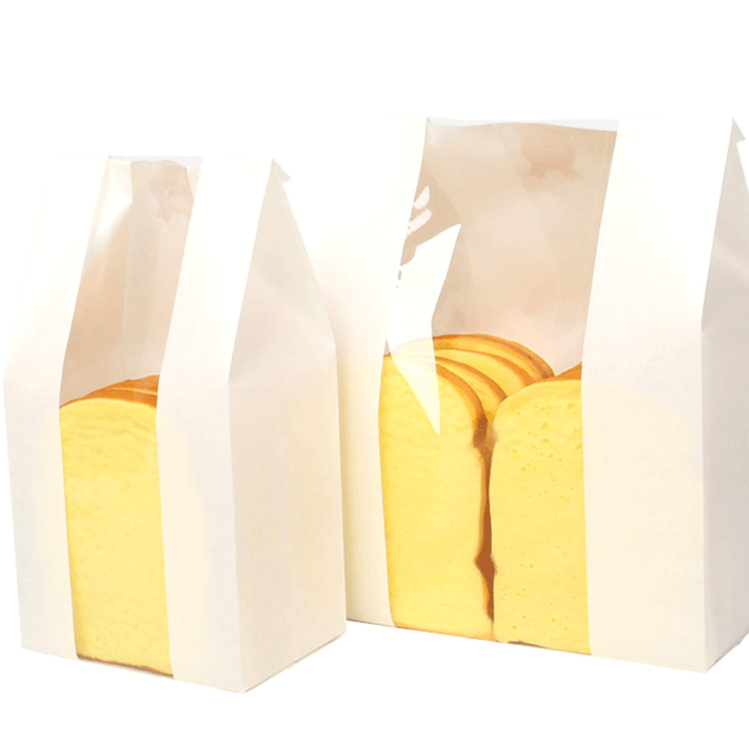 Pack of 50 small paper bags with window, bottom bag, also party bags, sandwich bags, sweets, gift wrapping, guest gift bags (12 x 9 x 30 cm/4.7 x 3.5 x 11.8 inches).