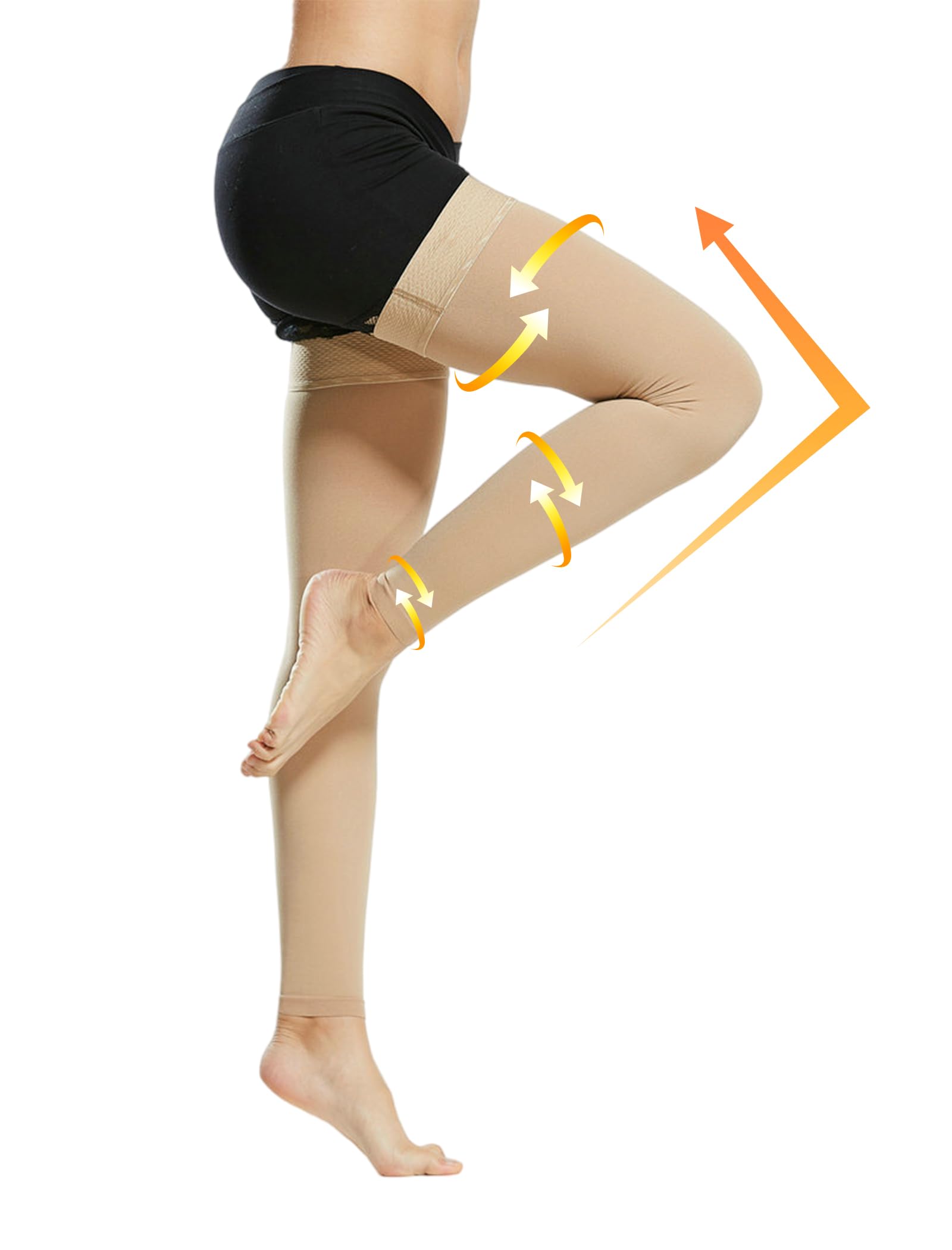 Evolyline Medical Toeless Thigh High Compression Stockings Women & Men with Silicone Band, Firm 20-30 mmHg Compression Socks Graduated Support Socks Stockings for Varicose Veins, Edema, Flight Flying