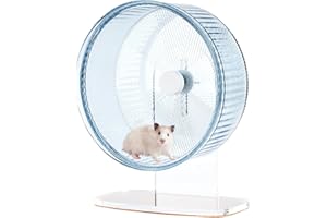 MINI&MOE Super-Silent Hamster Exercise Wheel: Silent Spin Toys Hamster Running Wheels with Height Adjustable Stand for Hamsters Gerbils Mice Or Other Small Animals -8.5inch Blue