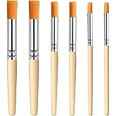 6Pcs Stencil Brushes Set Natural Bristle Paint Brushes Wood Paint Template Brush for Stencil Painting, Acrylic, Oil, Watercolor, DIY Art Crafts, 3 Sizes