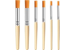 FDCZEYXIOR 6Pcs Stencil Brushes Set Natural Bristle Paint Brushes Wood Paint Template Brush for Stencil Painting, Acrylic, Oil, Watercolor, DIY Art Crafts, 3 Sizes