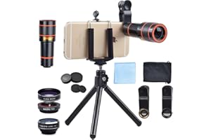 Apexel Phone Camera Lens, 2 in 1 Cell Phone Clip-on Lens Kit 0.45X Wide Angle Lens 140°+ 12.5X Macro Lens Clip-on iPhone Lens for iPhone Samsung and Most of Android Smartphone