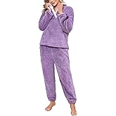 HEEKPEK Womens Pajamas Warm Fleece Pajamas Set Pullover Pants Loose Loungewear Sherpa Hoodie Sleepwear Winter Clothes
