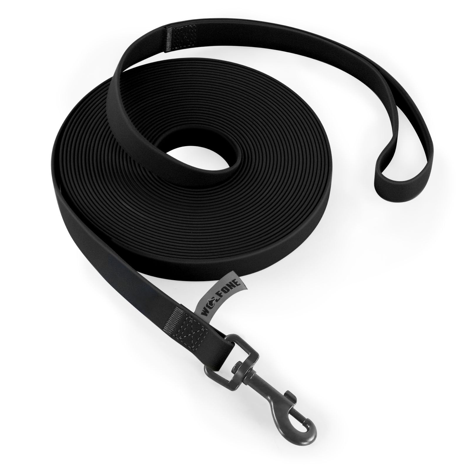 Wolfone Black 12m Long Line Lead Waterproof Recall Training Dog Lead