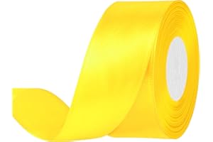 Showin Double Face Polyester Satin Ribbon Yellow,1-1/2"x Continuous 50 Yards, Use for Bows Bouquet, Gift Wrapping,Wedding,Floral Arrangement & Other Projects