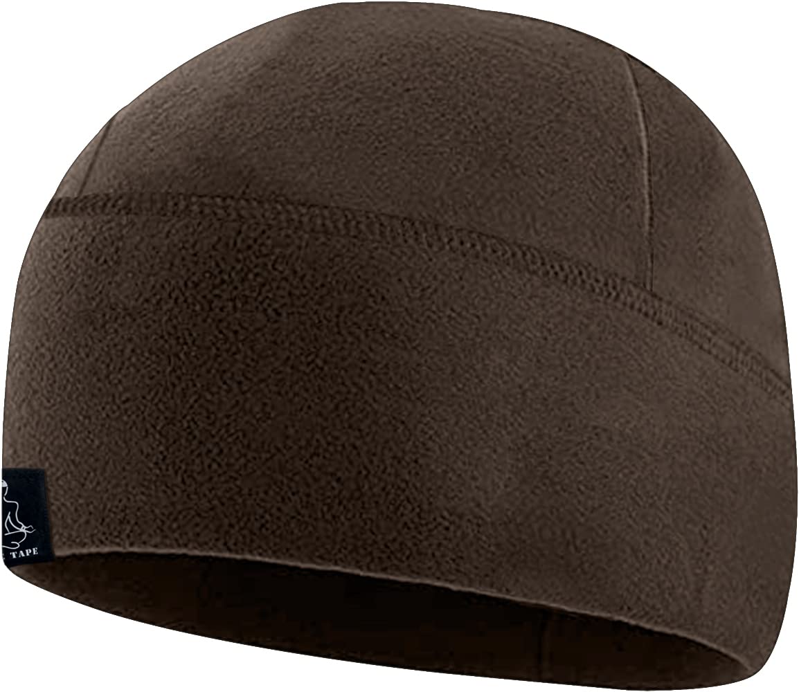 Temple Tape Tactical Fleece Watch Cap Beanie – Skull Cap Fleece Hat - Deep Brown - One Size (Fits Most Heads)