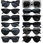 Dwenarry Party Sunglasses Bulk Black Sunglasses Pack Party Favor Retro Multipack Glasses Set for Women 8/12 Pack
