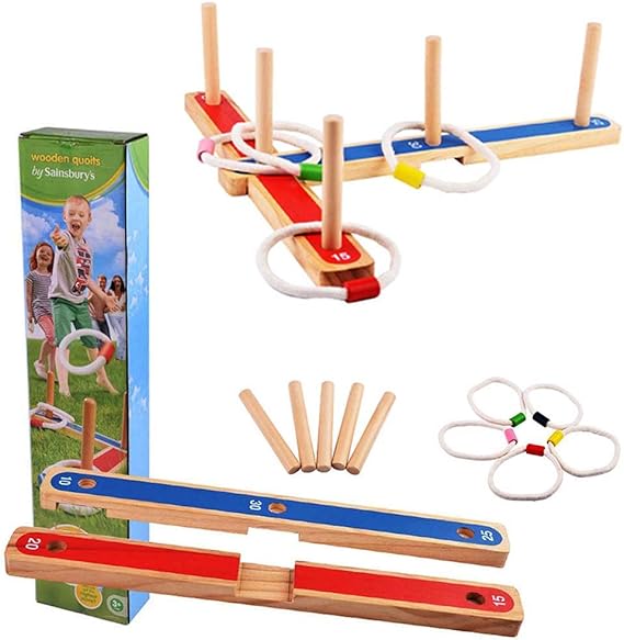 Ring Throwing Toss Battle Game with 5 Rope Rings, Hoop Ring Toss Game for Garden Toys Outdoor