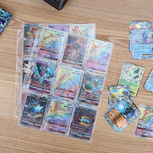 AHGXG 100 Sheets Clear Trading Card Sleeve Pages, 900 Pockets Business Card Storage Pokemon Card Collector for 3 Ring Binder