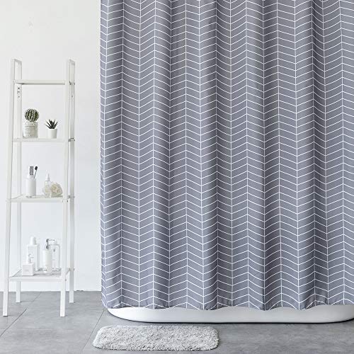 Aimjerry Grey Fabric Shower Curtain for Bathroom, Washable Waterproof 72 by 72 Inch
