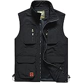 Gnveub Men’s Fishing Vest Outdoor Work Quick-Dry Hunting Zip Reversible Travel Vest Jacket with Multi Pockets