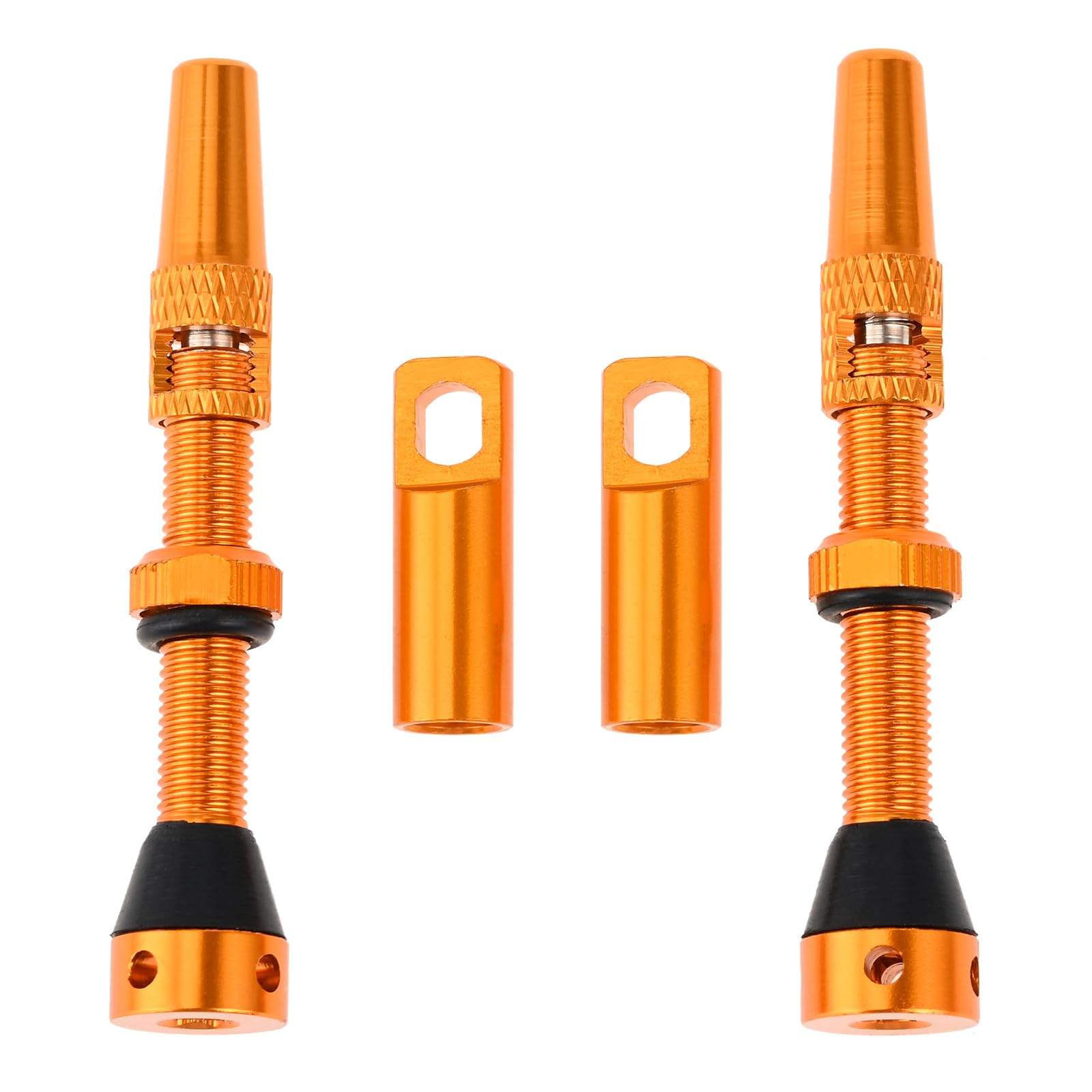 Dreld Tubeless Valve Stems 44mm, 1 Pair of Aluminum Alloy Presta Tubeless Valves, French Style Road Bicycle Valves with Cap and Valve Spanner, 44mm, Golden