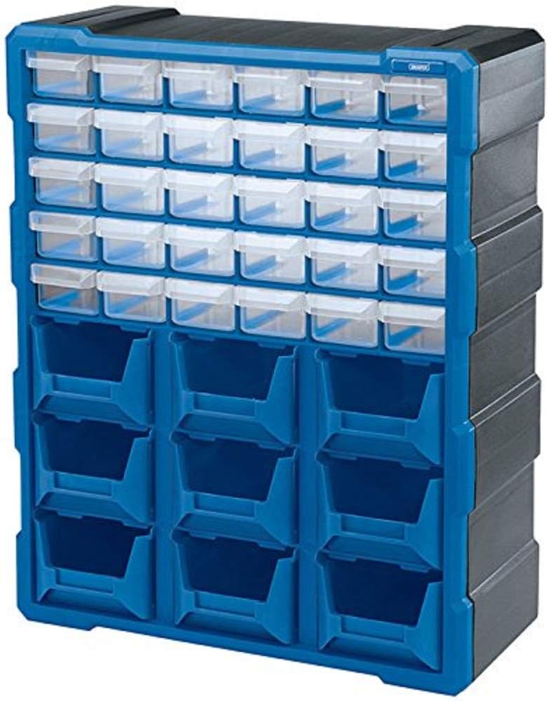 Draper Tools 31232 Nine Bin Organizer Blue Dual Compartment Storage Rack