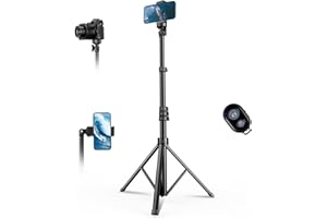 67" Phone Tripod, MIIASI Extendable Tripod for iPhone, Selfie Stick with Remote and Phone Holder, Compatible with iPhone/Android/Camera, Light Stand