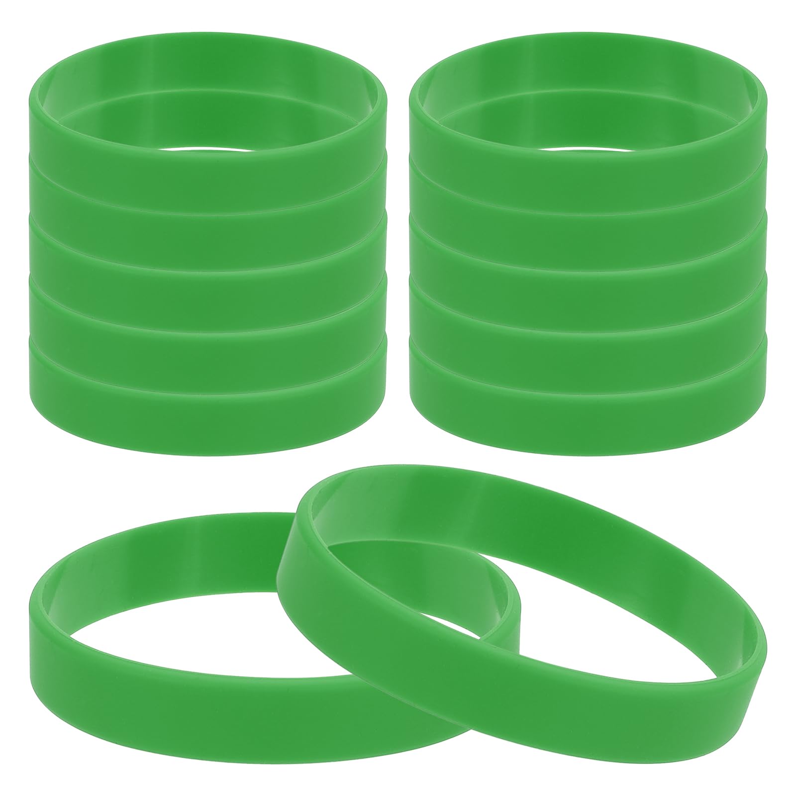 PATIKIL Silicone Rubber Bracelets, 12 Pcs Solid Color Blank Stretch Wristbands Sports Elastic Rubber Bands for Men Women Adults Teen Party Favors, Lime Green