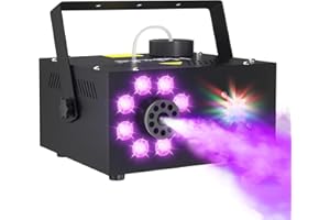 Hakuta Fog Machine with 13 Colors, 500W 2000CFM Party Smoke Machine with Colorful Strobe Light Indicate Light with 2 Wireless