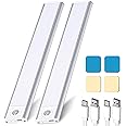 RYDEXCEL Under Cabinet Lighting, Motion Sensor Light Indoor, Rechargeable Battery Operated Magnetic Dimmable Closet Lights, Wireless Under Counter Lights for Kitchen, Wardrobes, 3 Modes, 2 Pack