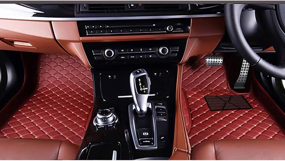 VEMATCar Floor Mat Custom Made for Ḿercedes-Benz SLK Cabriolet 2-Seats 2011-2015 All Weather Faux Leather Foot Carpets Anti Slip 3D Car Liner Rugs (Wine Red)