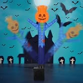 Poen Fall Thanksgiving Pumpkin Mini Inflatable Tube Man Wacky Waving Inflatable Tube Guy Gift with Blower Autumn Tubes for Stand Tabletop Decor