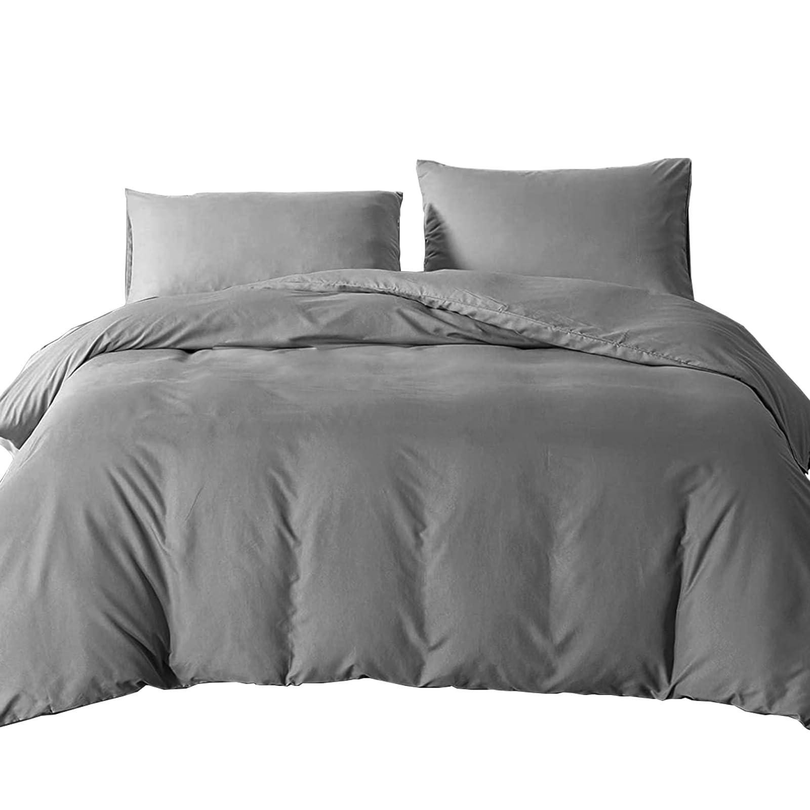 Double Duvet Bedding Cover Set Duvet Cover with 2pcs Pillowcases Soft Microfibre Polyester Duvet Cover Sets (Dark Grey) — image 1