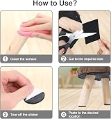 Vicloon Furniture Pad 3 Rolls Floor Protectors Felt Pads Tailorable Black view 4