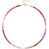 KELORIS PATH Beaded Necklace for Women, Colorful Gemstone Boho Bead Choker for Beach, Trendy Summer Natural Stone Jewelry Gifts