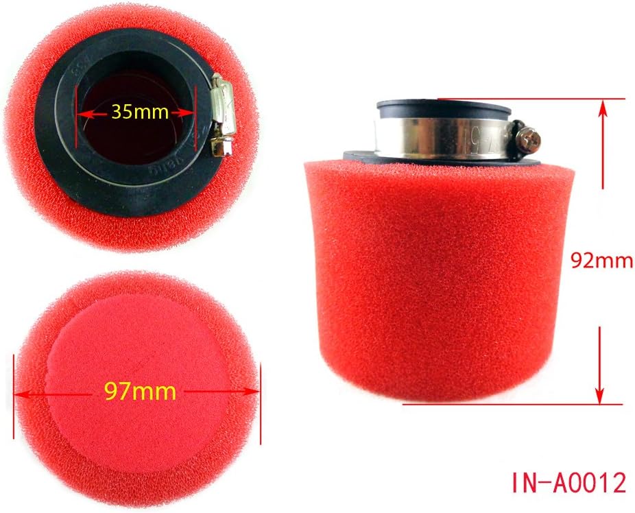 Performance Foam Air Filter Cleaner for Honda XR/CRF 50 XR50 CRF50 110cc 125cc 150cc GY6 Scooter Moped Dirt Bike (35mm, Red)